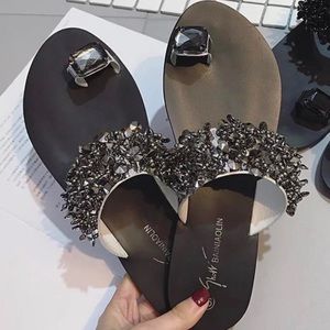 BRAND NEW Silver Beaded Jeweled Toe Ring Sandals